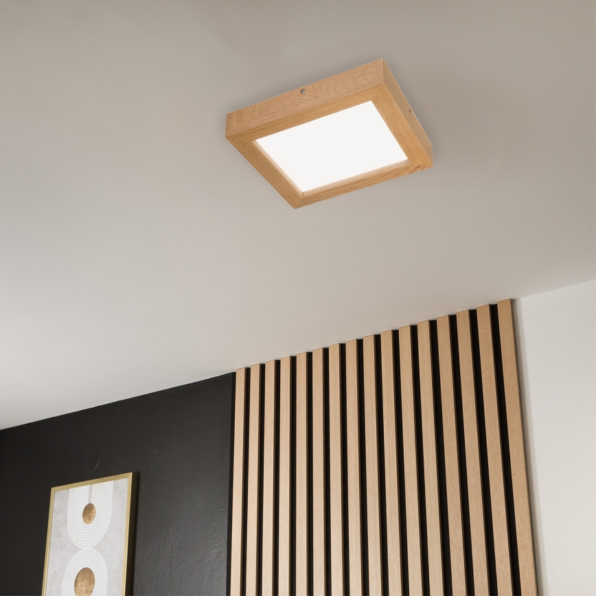 Brilagi - LED Hämardatav laevalgusti vannituppa WOODY FRAME LED/24W/230V tamm 30x30 cm 3000-6000K IP44 + kaugjuhtimispult