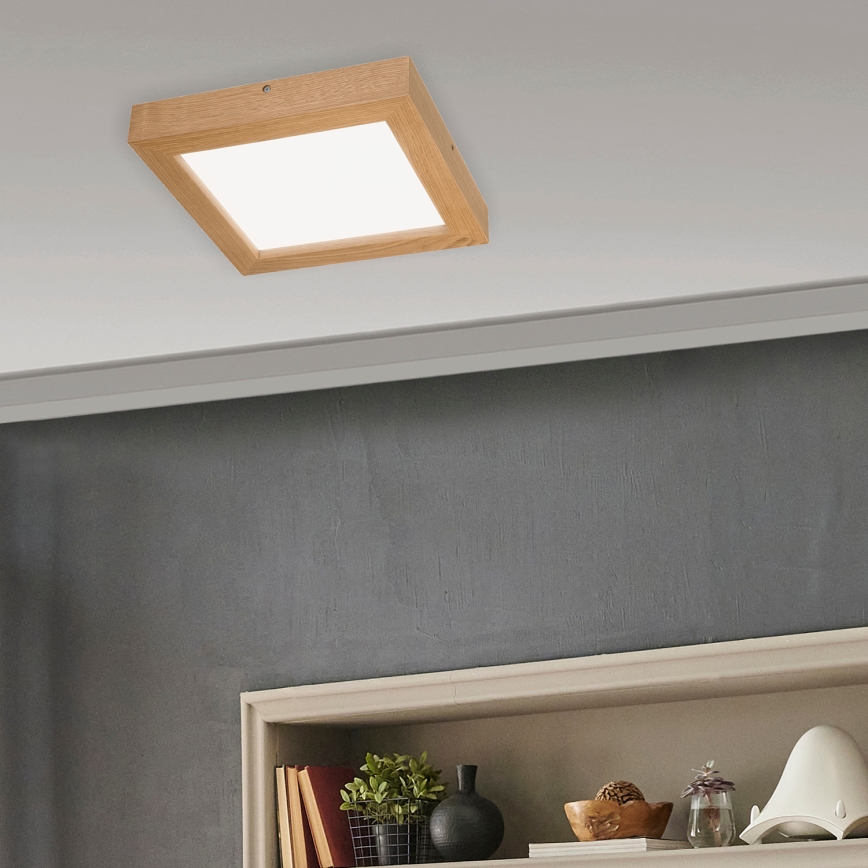 Brilagi - LED Hämardatav laevalgusti vannituppa WOODY FRAME LED/24W/230V tamm 30x30 cm 3000-6000K IP44 + kaugjuhtimispult