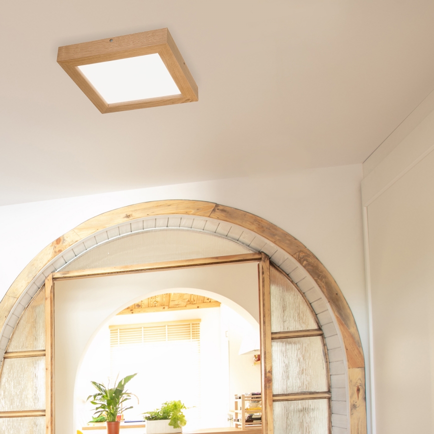 Brilagi - LED Hämardatav laevalgusti vannituppa WOODY FRAME LED/24W/230V tamm 30x30 cm 3000-6000K IP44 + kaugjuhtimispult