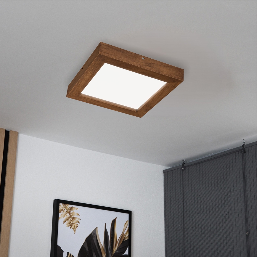 Brilagi - LED Hämardatav laevalgusti vannituppa WOODY FRAME LED/24W/230V tamm kirss 30x30 cm 3000-6000K IP44 + kaugjuhtimispult