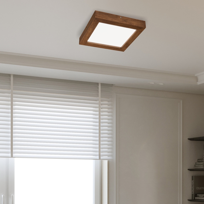 Brilagi - LED Hämardatav laevalgusti vannituppa WOODY FRAME LED/24W/230V tamm kirss 30x30 cm 3000-6000K IP44 + kaugjuhtimispult