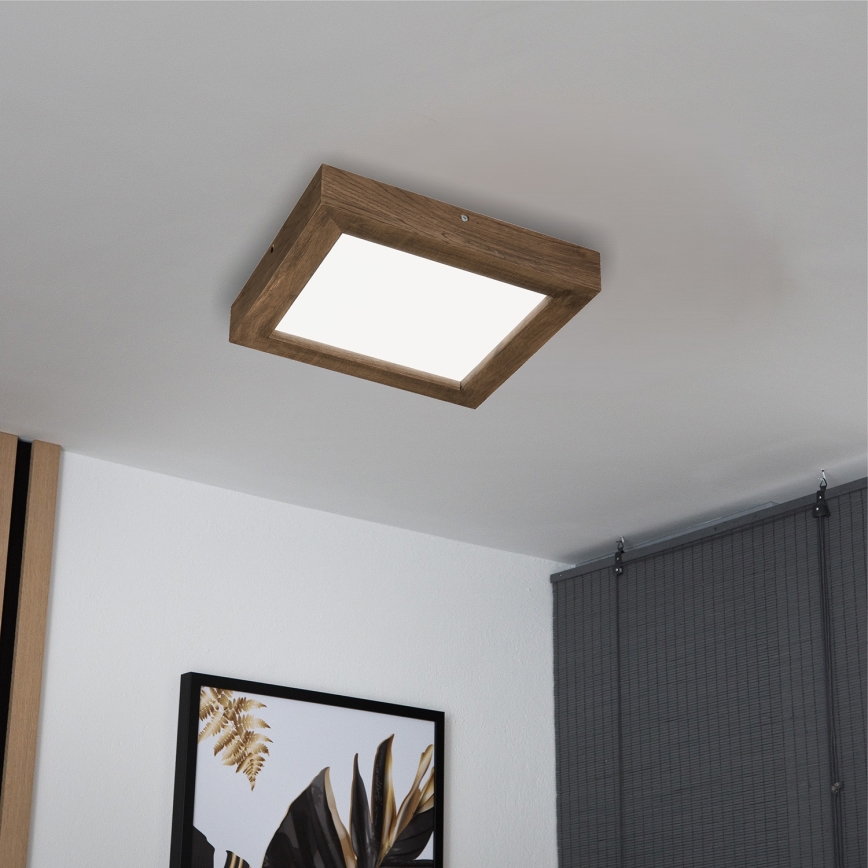 Brilagi - LED Hämardatav laevalgusti vannituppa WOODY FRAME LED/24W/230V tamm 30x30 cm 3000-6000K IP44 + kaugjuhtimispult