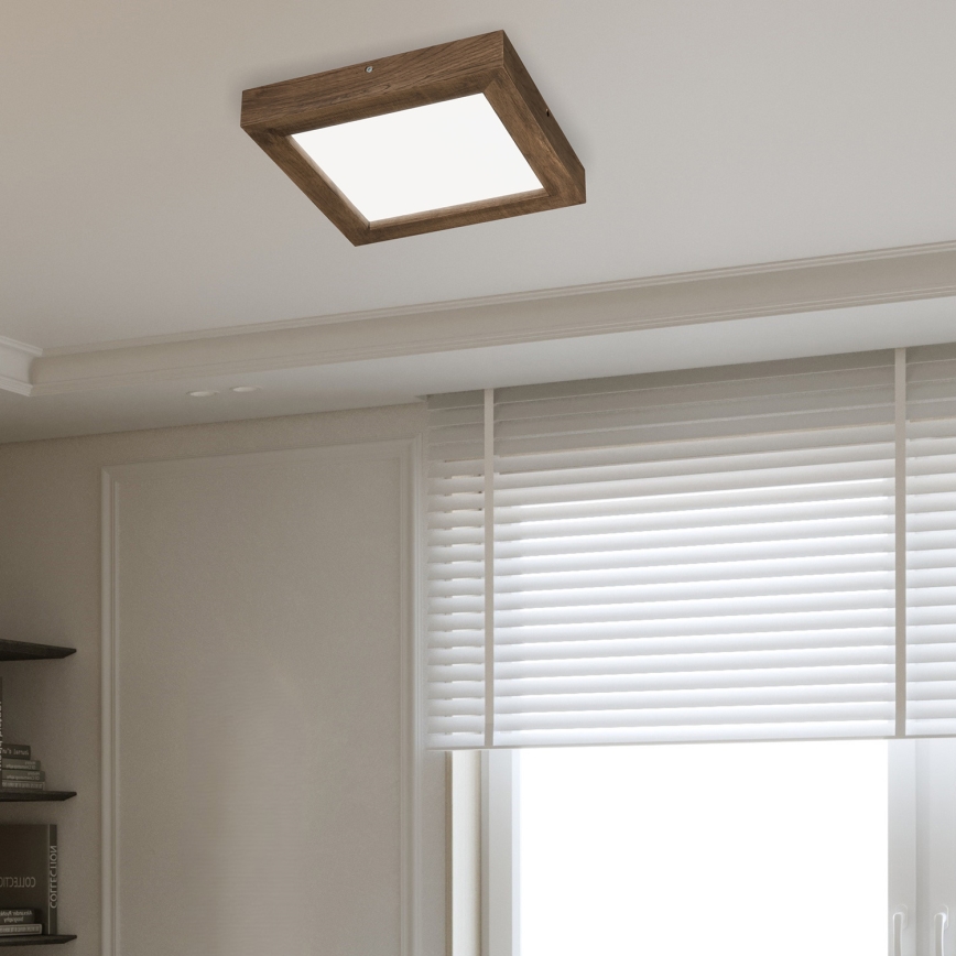 Brilagi - LED Hämardatav laevalgusti vannituppa WOODY FRAME LED/24W/230V tamm 30x30 cm 3000-6000K IP44 + kaugjuhtimispult