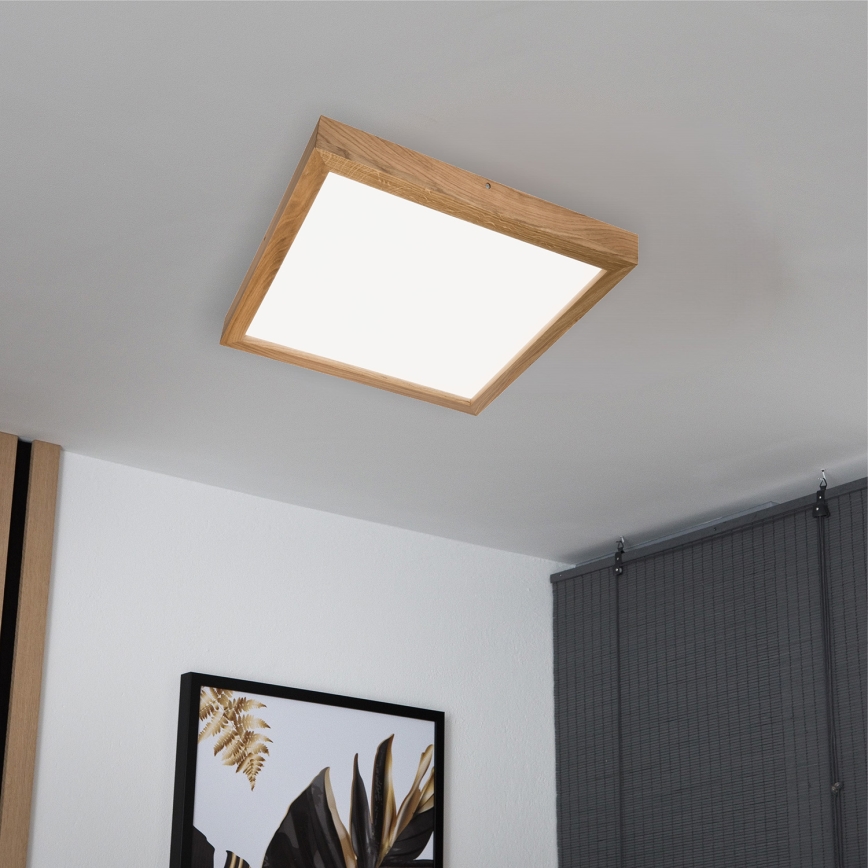 Brilagi - LED Hämardatav laevalgusti vannituppa WOODY FRAME LED/50W/230V tamm 60x60 cm 3000-6000K IP44 + kaugjuhtimispult