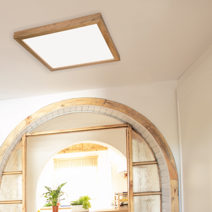 Brilagi - LED Hämardatav laevalgusti vannituppa WOODY FRAME LED/50W/230V tamm 60x60 cm 3000-6000K IP44 + kaugjuhtimispult