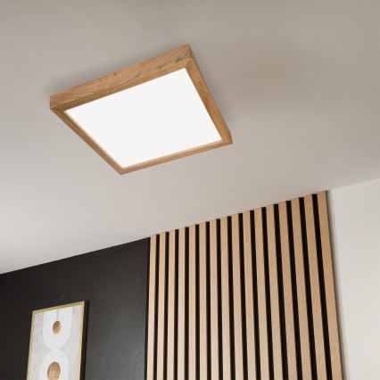 Brilagi - LED Hämardatav laevalgusti vannituppa WOODY FRAME LED/50W/230V tamm 60x60 cm 3000-6000K IP44 + kaugjuhtimispult