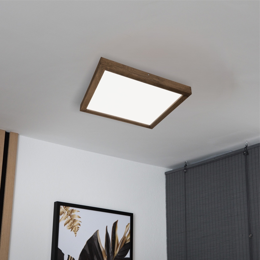 Brilagi - LED Hämardatav laevalgusti vannituppa WOODY FRAME LED/50W/230V tamm 60x60 cm 3000-6000K IP44 + kaugjuhtimispult