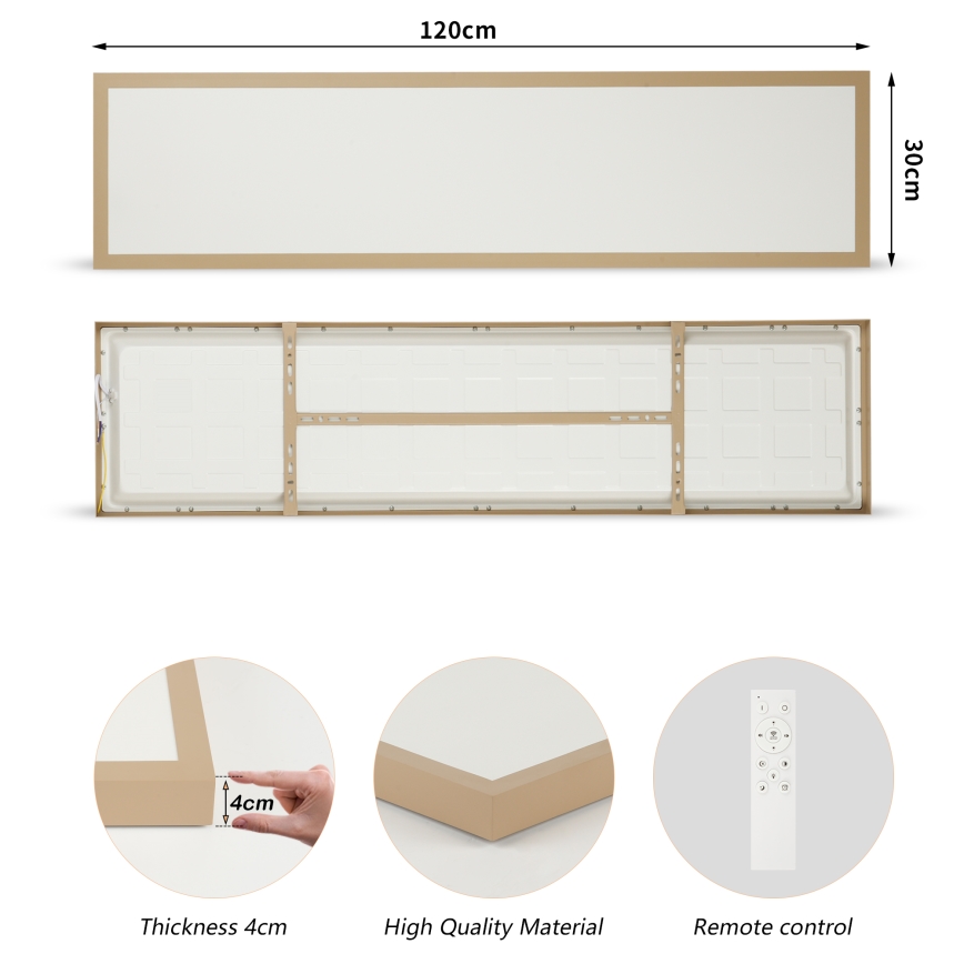 Brilagi - hämardatav LED-vannitoa laevalgusti FRAME SMART LED/50W/230V 120x30 cm 3000-6000K IP44 beež + kaugjuhtimispult