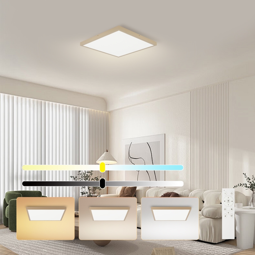 Brilagi - LED hämardatav vannitoa laelamp FRAME SMART LED/50W/230V 60x60 cm 3000-6000K IP44 beež + kaugjuhtimispult