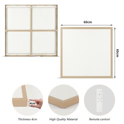 Brilagi - LED hämardatav vannitoa laelamp FRAME SMART LED/50W/230V 60x60 cm 3000-6000K IP44 beež + kaugjuhtimispult