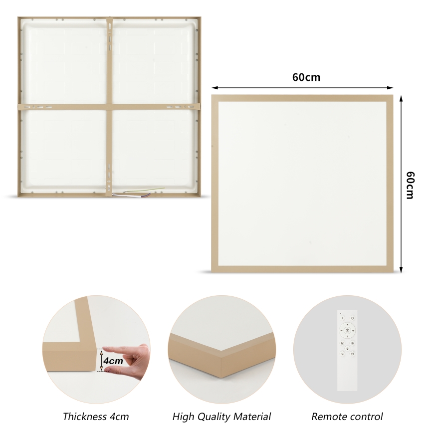 Brilagi - LED hämardatav vannitoa laelamp FRAME SMART LED/50W/230V 60x60 cm 3000-6000K IP44 beež + kaugjuhtimispult