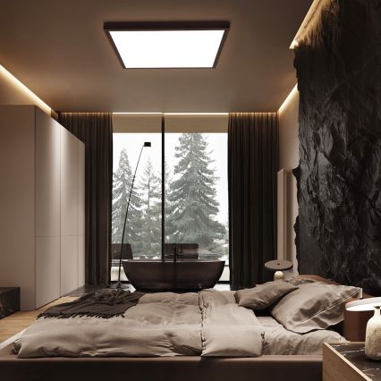 Brilagi - hämardatav LED-vannitoa laelamp FRAME SMART LED/50W/230V 60x60 cm 3000-6000K IP44 must + kaugjuhtimispult