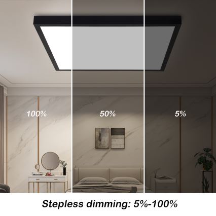 Brilagi - hämardatav LED-vannitoa laelamp FRAME SMART LED/50W/230V 60x60 cm 3000-6000K IP44 must + kaugjuhtimispult