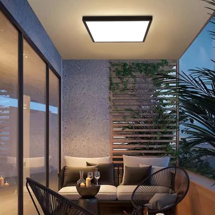 Brilagi - hämardatav LED-vannitoa laelamp FRAME SMART LED/50W/230V 60x60 cm 3000-6000K IP44 must + kaugjuhtimispult