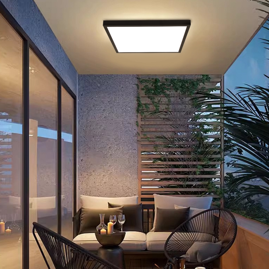 Brilagi - hämardatav LED-vannitoa laelamp FRAME SMART LED/50W/230V 60x60 cm 3000-6000K IP44 must + kaugjuhtimispult