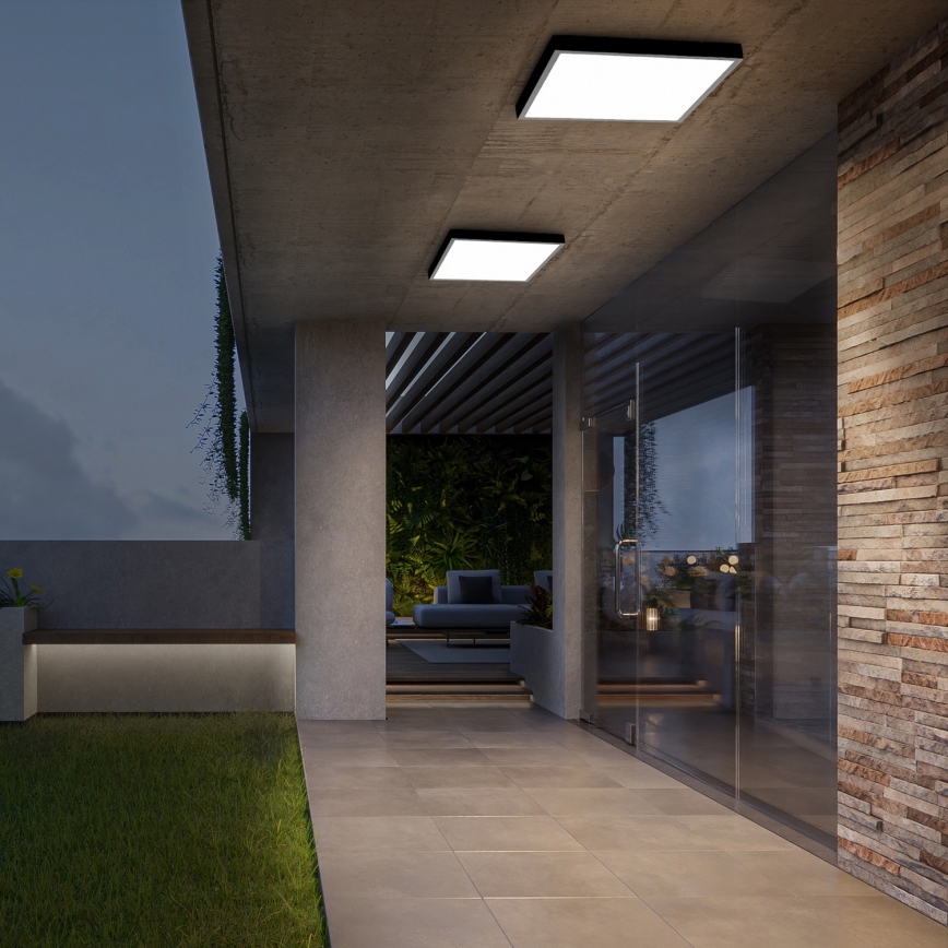 Brilagi - hämardatav LED-vannitoa laelamp FRAME SMART LED/50W/230V 60x60 cm 3000-6000K IP44 must + kaugjuhtimispult