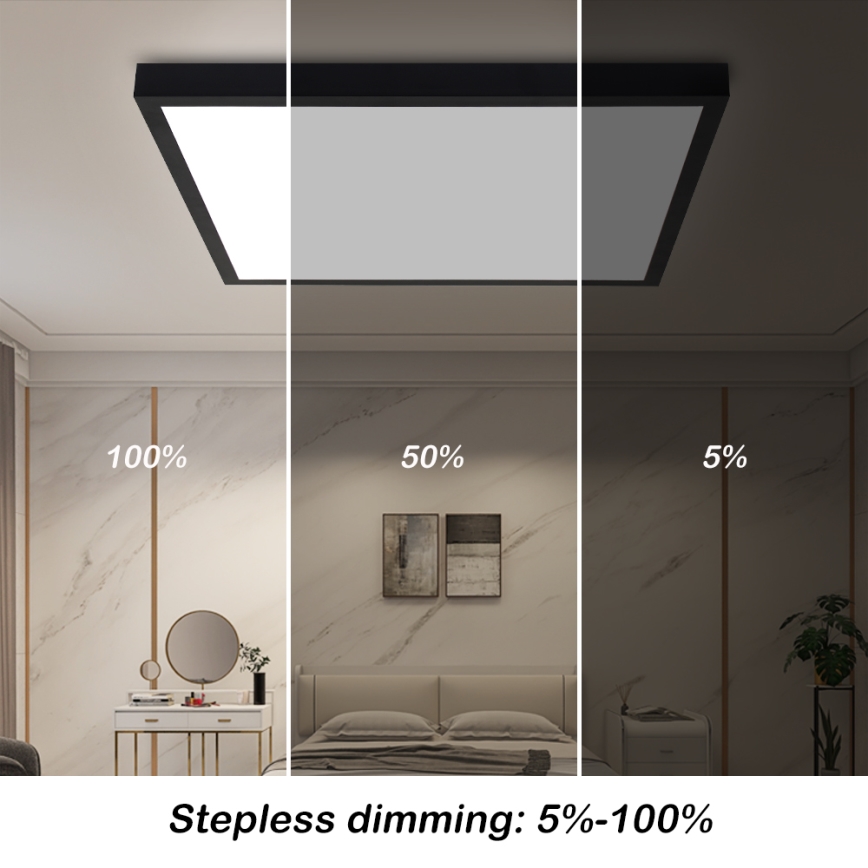 Brilagi - LED hämardatav vannitoa laevalgusti FRAME SMART LED/50W/230V 60x60 cm 3000-6000K IP44 must + kaugjuhtimispult