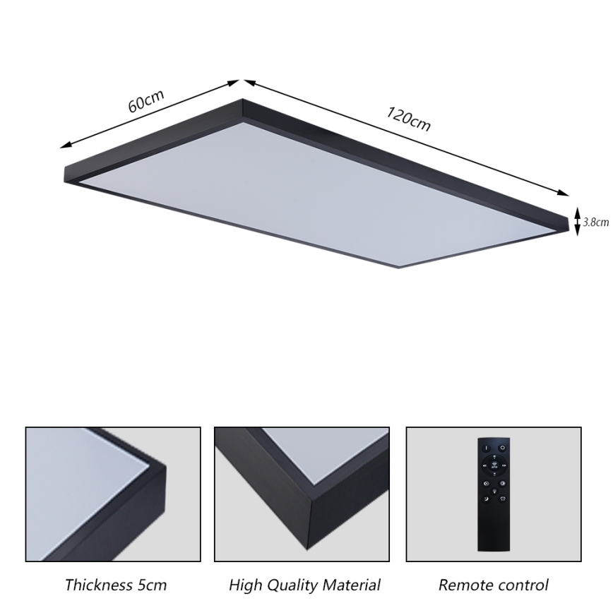 Brilagi - LED-hämardatav vannitoa laevalgusti FRAME SMART LED/96W/230V 120x60 cm 3000-6000K IP44 must + kaugjuhtimispult