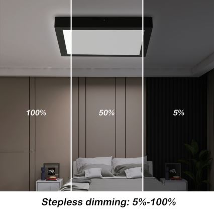 Brilagi - LED Hämardatav laevalgusti FRAME SMART LED/24W/230V 30x30 cm 3000-6000K IP44 must + kau remote