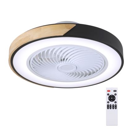 Brilagi - LED-hämardatav laelamp ventilaatoriga LED/30W/230V 3000-6500K läbimõõt 50 cm must/tamm + kaugjuhtimispult