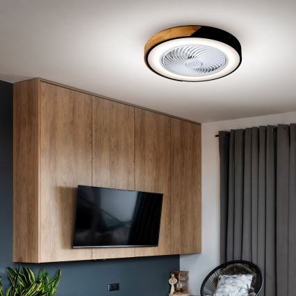 Brilagi - LED-hämardatav laelamp ventilaatoriga LED/30W/230V 3000-6500K läbimõõt 50 cm must/tamm + kaugjuhtimispult