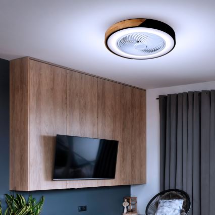 Brilagi - LED-hämardatav laelamp ventilaatoriga LED/30W/230V 3000-6500K läbimõõt 50 cm must/tamm + kaugjuhtimispult