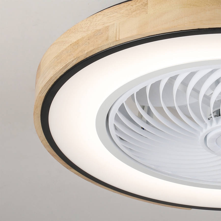 Brilagi - LED-hämardatav laelamp ventilaatoriga LED/30W/230V 3000-6500K läbimõõt 50 cm must/tamm + kaugjuhtimispult
