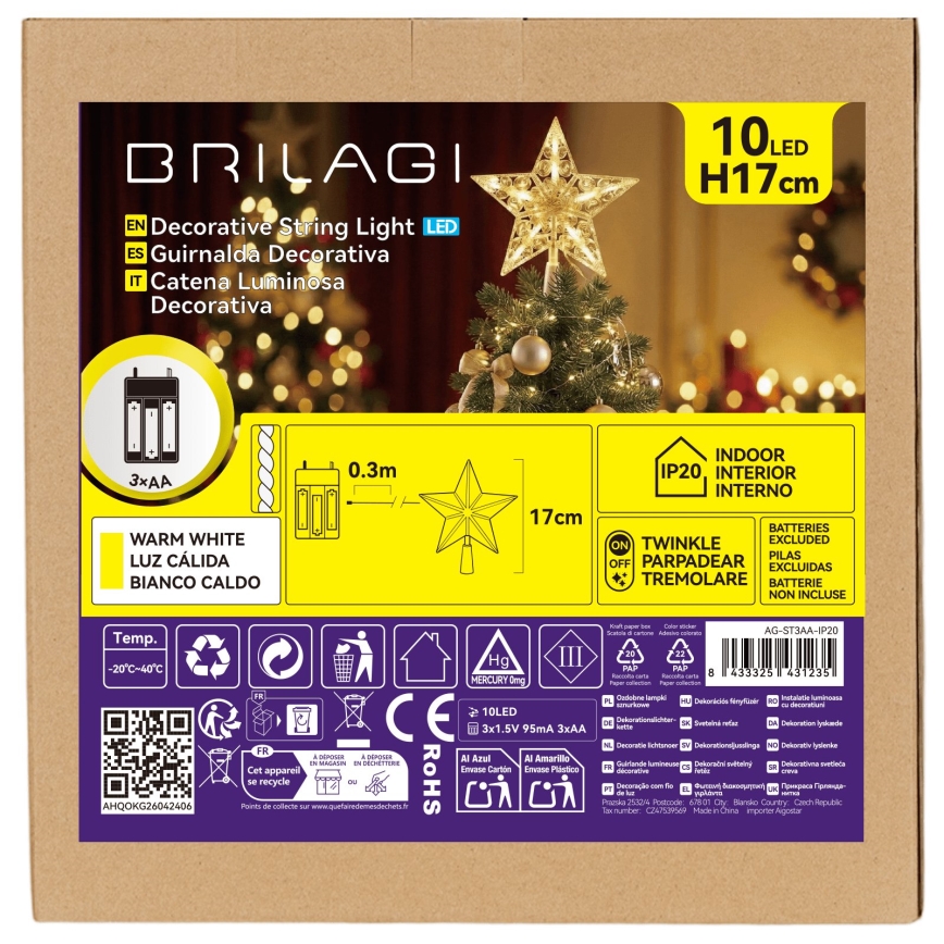 BRILAGI - LED Jõulukaunistus 10xLED/3xAA IP20 soe valge