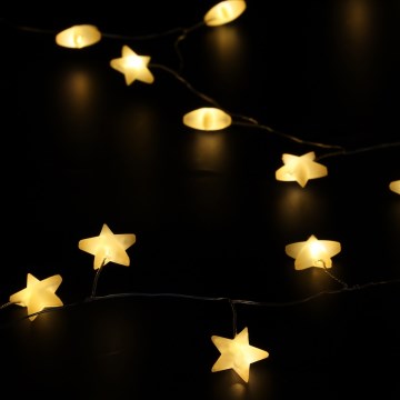 Brilagi - LED jõulukett 40xLED/3xAA 1,8m soe valge, tähekujuline