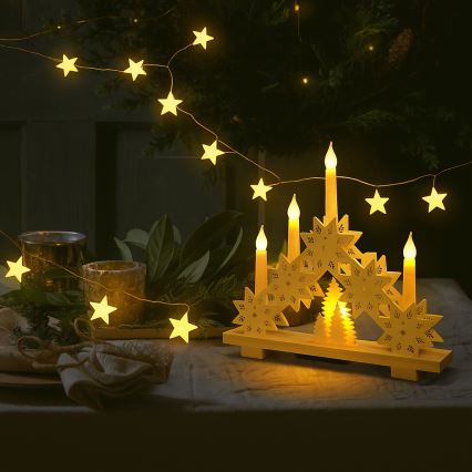 Brilagi - LED jõulukett 40xLED/3xAA 1,8m soe valge, tähekujuline