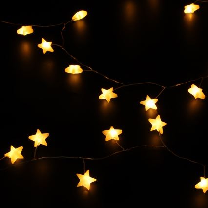 Brilagi - LED jõulukett 40xLED/3xAA 1,8m soe valge, tähekujuline