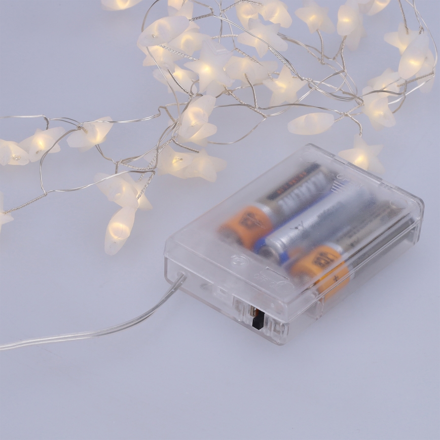 Brilagi - LED jõulukett 40xLED/3xAA 1,8m soe valge, tähekujuline