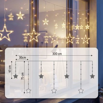BRILAGI - LED Jõuluteemaline väli valguskardin 123xLED/3xAA/USB 3m IP44 soe valge