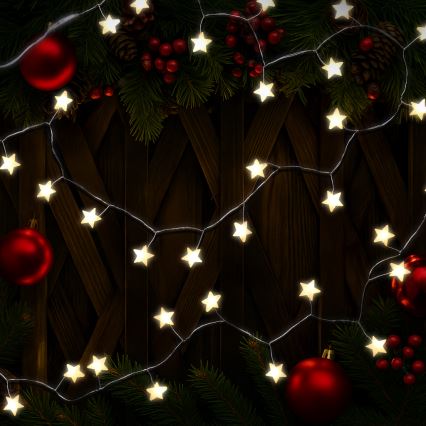Brilagi - LED jõulutuled 40xLED/3xAA 1,8m soe valge tähekujulised