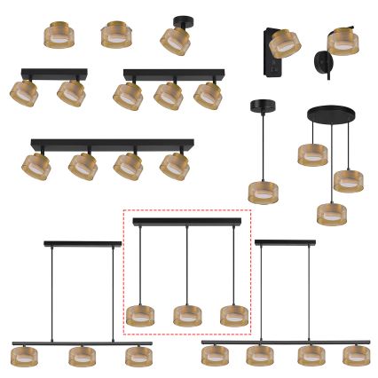 Brilagi - LED Kaabliga ripplühter AURA LUX 3xGX53/30W/230V must/kuldne