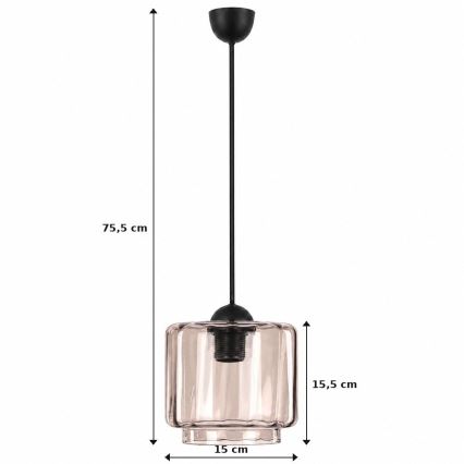 BRILAGI - LED-lühter kaabliga RETRO GLASS 1xE27/60W/230V Ø 15 cm must/suitsune beež