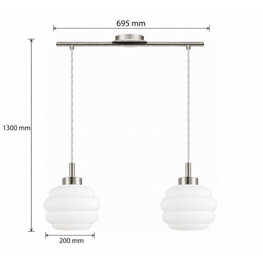 BRILAGI - LED kaabliga rippvalgusti RETRO GLASS 2xE27/60W/230V mattkroom/valge