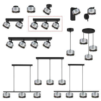 Brilagi - LED Kohavalgusti AURA LUX 3xGX53/30W/230V must/suitsuhall