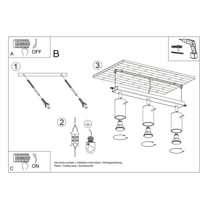 Brilagi -  LED Kohtvalgusti ASMUS 3xGU10/7W/230V must