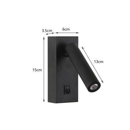 Brilagi - LED Kohtvalgusti seinale MAYA LED/3W/230V 4000K must