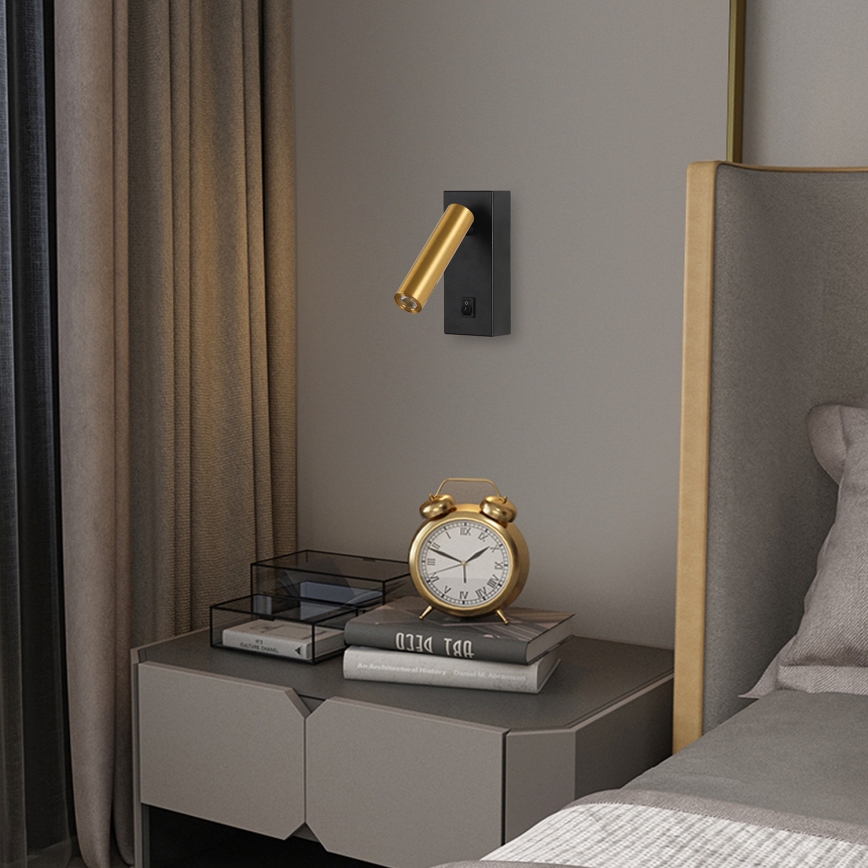 Brilagi - LED Kohtvalgusti seinale MAYA LED/3W/230V 4000K must/kuldne