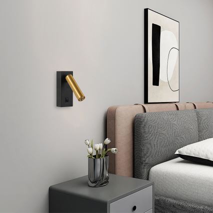 Brilagi - LED Kohtvalgusti seinale MAYA LED/3W/230V 4000K must/kuldne