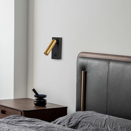 Brilagi - LED Kohtvalgusti seinale MAYA LED/3W/230V 4000K must/kuldne