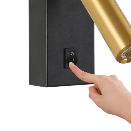Brilagi - LED Kohtvalgusti seinale MAYA LED/3W/230V 4000K must/kuldne