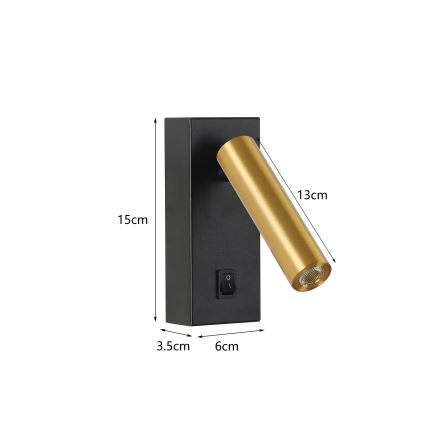Brilagi - LED Kohtvalgusti seinale MAYA LED/3W/230V 4000K must/kuldne
