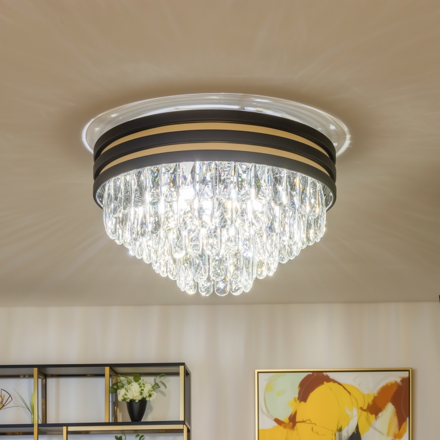 Brilagi - LED-kristall-laelamp VELURE 5xE14/40W/230V läbimõõt 46 cm must