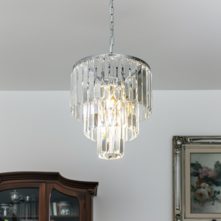 Brilagi - LED Kristall-lühter MOZART 4xE14/40W/230V läikiv kroom