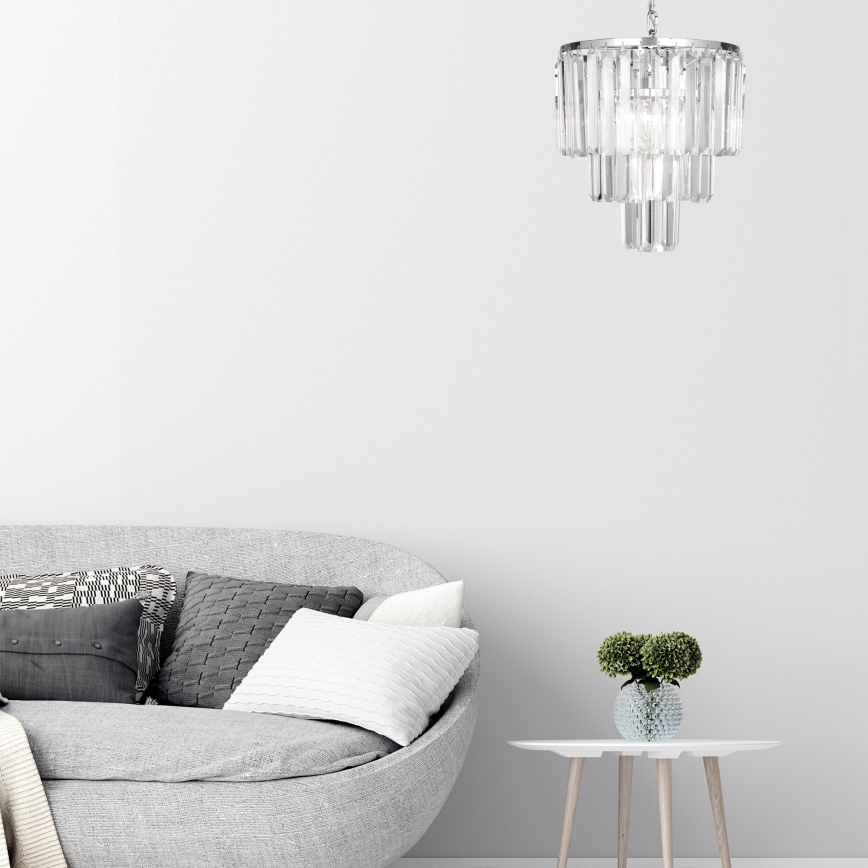 Brilagi - LED Kristall-lühter MOZART 4xE14/40W/230V läikiv kroom