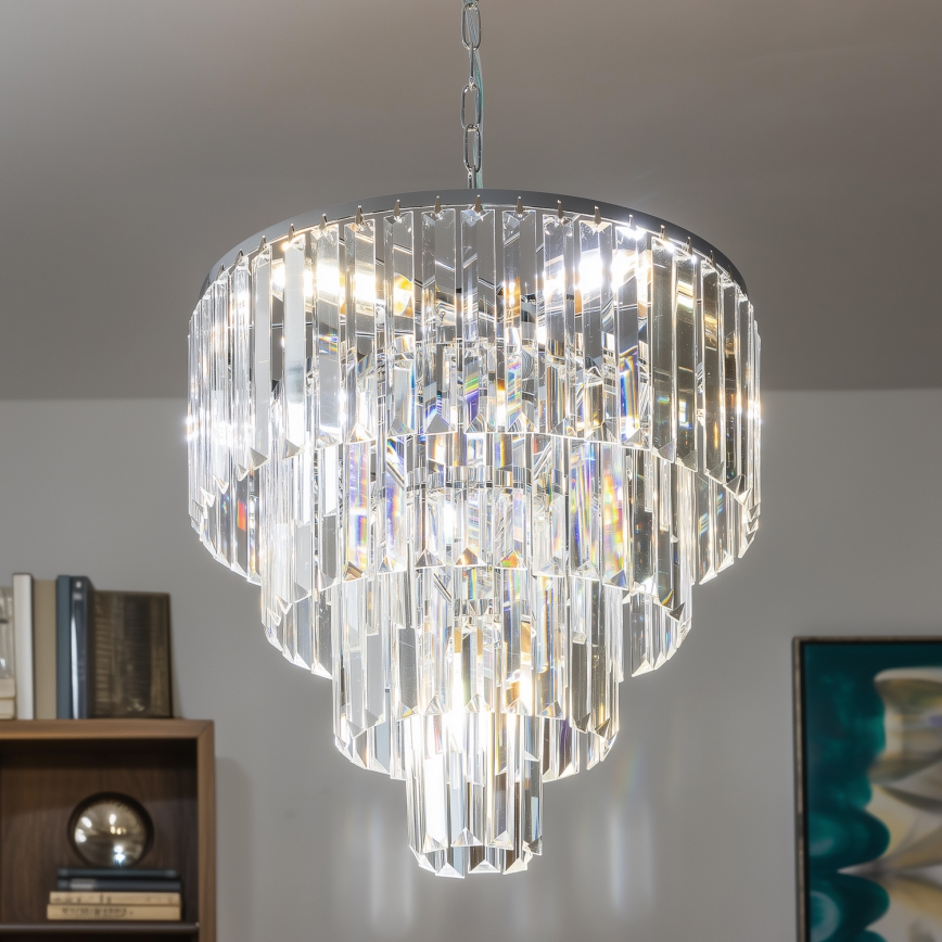 Brilagi - LED Kristall-lühter MOZART 5xE14/40W/230V läikiv kroom