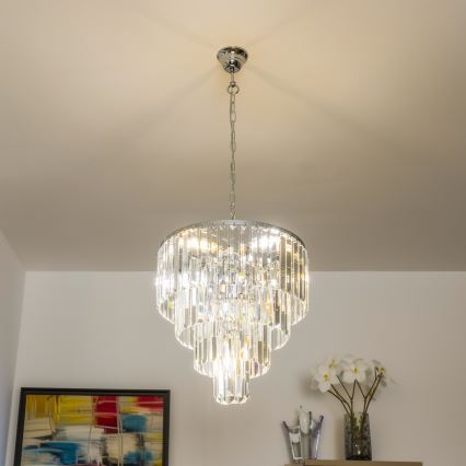 Brilagi - LED Kristall-lühter MOZART 5xE14/40W/230V läikiv kroom